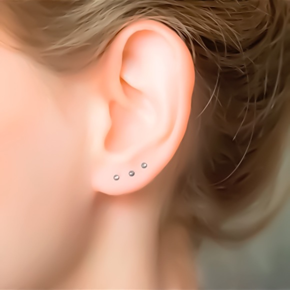 1 PAIR Gold, Shiny or Oxidized 925 Sterling Silver Teeny Tiny Dot Stud Earrings - Picture 1 of 10